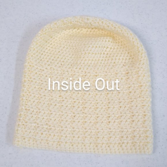 Beanie Cream Color Crocheted One Size Fits Most Adult or Teen - Picture 3 of 6